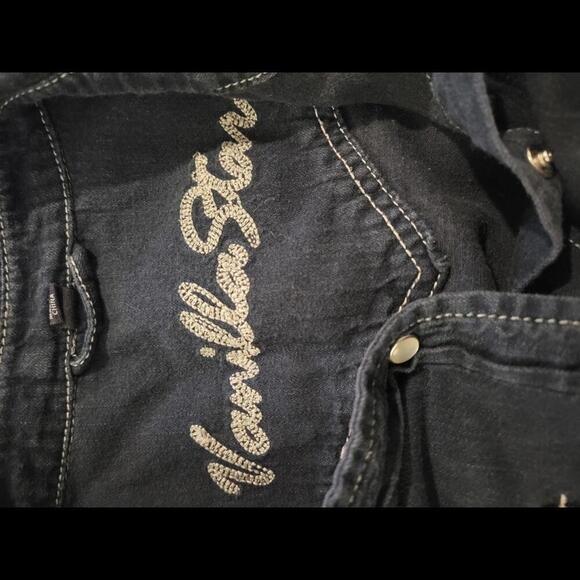 Vanilla Star small blue grey & white snap button down shirt - Picture 3 of 5